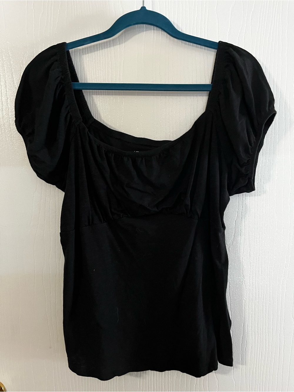 torrid Black Scoop Neck Short Sleeve Puff Sleeve Top